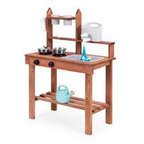 lauko virtuvele - ECOTOYS Vaikų lauko virtuvėlė iš eglės medienos 59.5cm x 29.5cm x 84.5cm - 3 nuotrauka