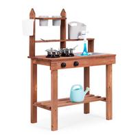 lauko virtuvele - ECOTOYS Vaikų lauko virtuvėlė iš eglės medienos 59.5cm x 29.5cm x 84.5cm - 4 nuotrauka