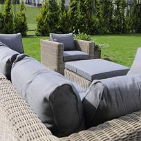 lauko baldu komplektas 6 vietu - Lauko baldų komplektas Patio Dorothee, pilkas/rudas, 6 vietų - 6 nuotrauka