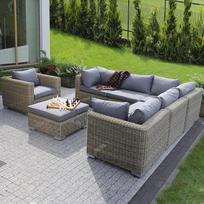 lauko baldu komplektas 6 vietu - Lauko baldų komplektas Patio Dorothee, pilkas/rudas, 6 vietų - 8 nuotrauka