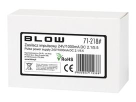 24v laidas - Blow 71-218 Impulsinis maitinimo šaltinis 24V 1000mA 2.1/5.5 Juodas (Black) - 2 nuotrauka