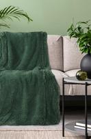 kailio pledas - Eurofirany DESIGN 91 Minkšto kailio struktūros pledas TIFFANY su sidabriniu siūlu,170X210 cm, spalva: tamsi žalia - 4 nuotrauka