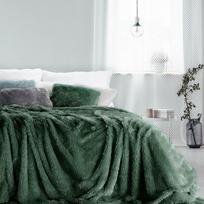 kailio pledas - Eurofirany DESIGN 91 Minkšto kailio struktūros pledas TIFFANY su sidabriniu siūlu,170X210 cm, spalva: tamsi žalia - 10 nuotrauka