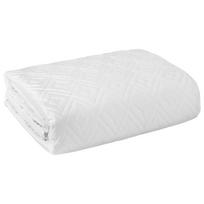 antklodes pledai - Eurofirany ARIEL/3 Lovatiesė iš švelnaus aksomo su švelniu blizgesiu, dygsniuota karšto spaudimo (hot press) metodu geometriniu raštu, 170X210 cm, spalva: balta - 2 nuotrauka