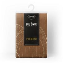 lotoso ziedas - Eurofirany BLINK / 12 Aksominis stalo takelis su dideliu lotoso žiedo raštu, 35X140 cm, spalva: ruda - 7 nuotrauka