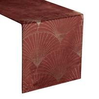 veduokle didele - Eurofirany BLINK / 14 Aksominis stalo takelis su su dideliu art deco stiliaus vėduoklės raštu, 35X140 cm, spalva: plytų - 7 nuotrauka