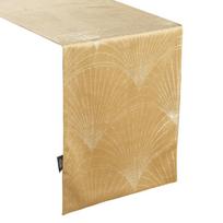 veduokle didele - Eurofirany BLINK / 14 Aksominis stalo takelis su su dideliu art deco stiliaus vėduoklės raštu, 35X140 cm, spalva: auksinė - 6 nuotrauka
