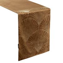 veduokle didele - Eurofirany BLINK / 14 Aksominis stalo takelis su su dideliu art deco stiliaus vėduoklės raštu, 35X140 cm, spalva: ruda - 6 nuotrauka