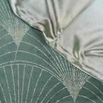 veduokle didele - Eurofirany BLINK / 14 Aksominis stalo takelis su su dideliu art deco stiliaus vėduoklės raštu, 35X140 cm, spalva: tamsi mėtų - 4 nuotrauka