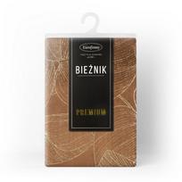 staltiese ruda - Eurofirany BLINK / 16 Aksominis stalo takelis su didelių lapų raštu, 35X140 cm, spalva: ruda - 9 nuotrauka