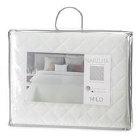 antklode 150x200 - Eurofirany MILO Struktūrinio aksomo lovatiesė, dygsniuota geometriniu raštu karšto spaudimo būdu (hot press), 170X210 cm, spalva: balta - 5 nuotrauka