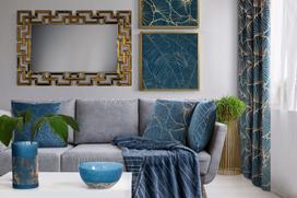 antklode 150x200 - Eurofirany LIMITED COLLECTION MUSA2 Minkštas ir švelnus pledas, dekoruotas auksiniu bananų lapų raštu, 150X200 cm, spalva: tamsiai mėlyna / auksinė - 3 nuotrauka
