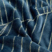 antklode 150x200 - Eurofirany LIMITED COLLECTION MUSA2 Minkštas ir švelnus pledas, dekoruotas auksiniu bananų lapų raštu, 150X200 cm, spalva: tamsiai mėlyna / auksinė - 5 nuotrauka