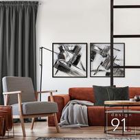 tamsiai pilkos uzuolaidos - Eurofirany DESIGN 91 Naktinė užuolaida iš lygaus užtemdančio audinio PARISA, 135X270 cm, juosta / tunelis / kabliukai, spalva: tamsiai pilka - 2 nuotrauka
