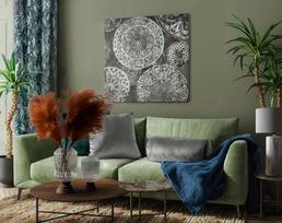 antklodes pledai - Eurofirany DESIGN 91 CINDY5 Minkštas ir švelnus pledas su įspaustu eglutės raštu, 70X160 cm, spalva: mėlyna - 2 nuotrauka