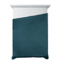 antklodes pledai - Eurofirany DESIGN 91 BONI / 6 Lovatiesė, dygsniuota karšto spaudimo būdu su lapų raštu, 170X210 cm, spalva: tamsi turkio Lovatiesė - 4 nuotrauka