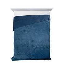 budokai 4 - Eurofirany DESIGN 91 LUIZ / 4 Aksominė lovatiesė, dygsniuota karšto spaudimo būdu su palmių lapų raštu, 170X210 cm, spalva: mėlyna Lovatiesė - 6 nuotrauka