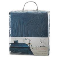 budokai 4 - Eurofirany DESIGN 91 LUIZ / 4 Aksominė lovatiesė, dygsniuota karšto spaudimo būdu su palmių lapų raštu, 170X210 cm, spalva: mėlyna Lovatiesė - 8 nuotrauka