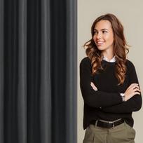 audiniai uzuolaidos - Naktinė užuolaida Eurofirany RITA iš lygaus audinio, 140X250 cm kilpos / ratukai, spalva: juoda - 2 nuotrauka