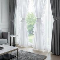 dienine uzuolaida balta - Dieninė užuolaida Karen, baltos, 140 cm x 270 cm - 4 nuotrauka