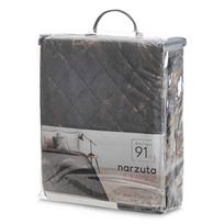 budokai 4 - Eurofirany DESIGN 91 LUIZ / 4 Aksominė lovatiesė, dygsniuota karšto spaudimo būdu su palmių lapų raštu, 220X240 cm, spalva: grafito Lovatiesė - 6 nuotrauka