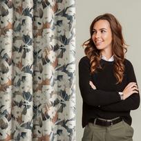 naktines smelio spalvos uzuolaidos - Naktinė užuolaida Ambra, ruda sp./smėlio sp./tamsiai mėlyna sp., 140 cm x 250 cm - 2 nuotrauka