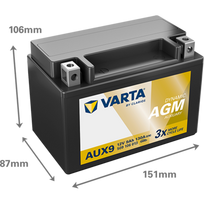 12v 9ah - Varta Silver Dynamic Auxiliary AGM-AUX9 9 Ah 130 A EN 12V - 4 nuotrauka