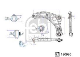 ratai su guoliais - Rato pakabos svirtis priekis Kairė apačia 20 mm (su guoliu) Tinka: NISSAN MICRA V 0.9-1.5D 12.16- - 2 nuotrauka