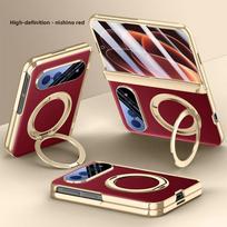 For Xiaomi Mi 18 Fold Case Luxury PU Leather Ring Stand Magnetic Wireless Charging Protective Back Cover for Xiaomi 18Fold Shell For Xiaomi Mi 18Fold raudona
