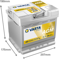 12v akumuliatorius - Varta AGM 550901054 12V 50Ah 540A Start-Stop AGM - 4 nuotrauka