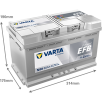 akumuliatorius varta 80ah - Varta EFB580500080 12V 80Ah 800A Start-Stop - 4 nuotrauka