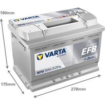 12v akumuliatorius - Varta EFB570500076 12V 70Ah 760A Start-Stop - 4 nuotrauka