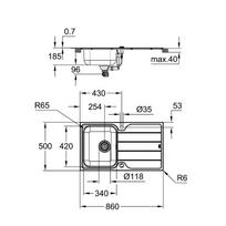 kriaukle is nerudijancio plieno - Nerūdijančio plieno plautuvė Grohe K500, 31571SD0 - 5 nuotrauka