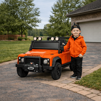 elektromobilis land rover - Hatis Vaikiškas elektromobilis Land Rover Defender, oranžinis (Orange) - 11 nuotrauka