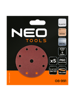 velcro padai - Šlifavimo diskai 150 mm, P60, 5 vnt, su 9 skylėmis 04-721 - 9 nuotrauka