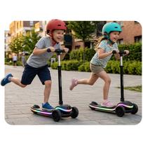 balansinis paspirtukas - Ricokids Leddi triratis balansinis paspirtukas su LED, juodas - 2 nuotrauka