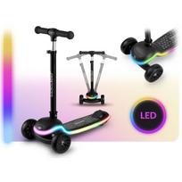 balansinis paspirtukas - Ricokids Leddi triratis balansinis paspirtukas su LED, juodas - 5 nuotrauka