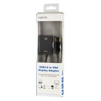 d sub kabelis - LogiLink Adapter USB 3.0 / VGA Black - 1 nuotrauka