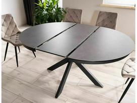ermitazas stalai - Signal Meble PORTO valgomojo stalas, Juodas/Pilkas (Black/Grey) 120(160) x 120 cm - 8 nuotrauka