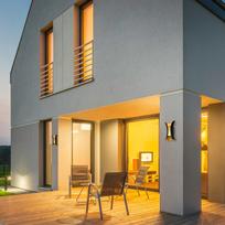 led sviestuvas 10w - Sieninis lauko šviestuvas Italux Dante juodos spalvos su aukso detalėmis - 2 nuotrauka