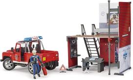 bruder gaisrine - Komplektas Bruder Bworld Fire Station With Country 62701, raudona - 3 nuotrauka