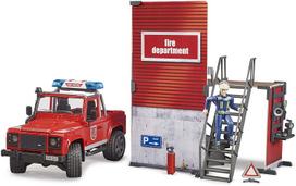 bruder gaisrine - Komplektas Bruder Bworld Fire Station With Country 62701, raudona - 6 nuotrauka