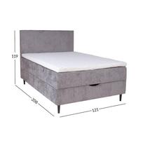 lovos 120 x200 - Home4you LAARA kontinentinė lova, 120x200 cm, pilka (Grey), su čiužiniu, su grotelėmis - 3 nuotrauka