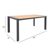 lauko stalai senukai - Lauko stalas Home4you Tampere, rudas/juodas, 160 cm x 80 cm x 75 cm - 3 nuotrauka