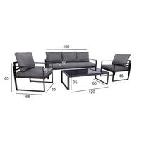 sofa senukai - Lauko baldų komplektas Home4you Leipzig 77681, pilkas, 5 vietų - 2 nuotrauka