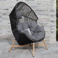 kede fotelis - Lauko krėslas Home4you HELSINKI, juodas (Black) - 3 nuotrauka