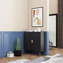 komoda 100 - Komoda Home4you Pixar 45085, juoda, 100 x 40 cm x 115 cm, 1 vnt. - 2 nuotrauka