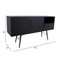 indauja - Komoda Home4you Luxembourg 45042, juoda, 150 x 40 cm x 80 cm - 2 nuotrauka