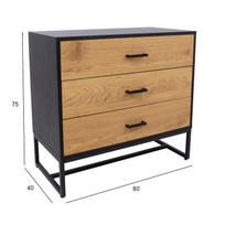 komoda 40 80 - Komoda Home4you Amsterdam 45034, juoda, 80x40x75 cm - 2 nuotrauka