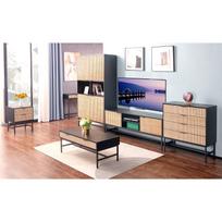 juodas stalas - Rašomasis stalas su stalčiais Home4you Helve 40919, 120 cm x 48 cm, 76 cm, ruda sp./juoda sp. - 3 nuotrauka